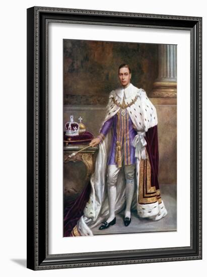 King George VI in Coronation Robes, 1937-Albert Henry Collings-Framed Giclee Print