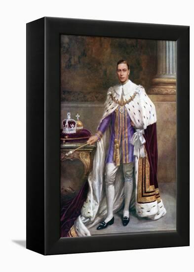 King George VI in Coronation Robes, 1937-Albert Henry Collings-Framed Premier Image Canvas