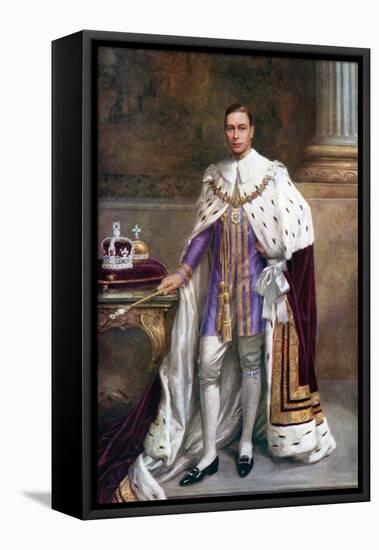 King George VI in Coronation Robes, 1937-Albert Henry Collings-Framed Premier Image Canvas