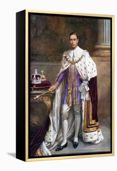 King George VI in Coronation Robes, 1937-Albert Henry Collings-Framed Premier Image Canvas
