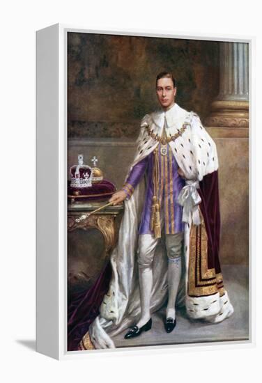 King George VI in Coronation Robes, 1937-Albert Henry Collings-Framed Premier Image Canvas