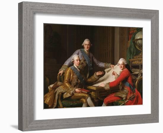 King Gustav III of Sweden and His Brothers, 1771-Alexander Roslin-Framed Giclee Print