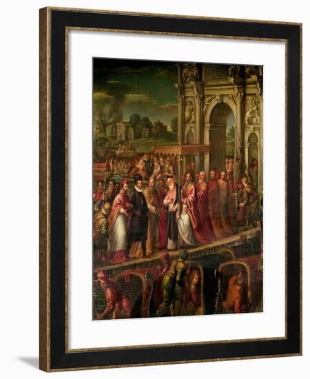 King Henri III (1551-89) of France Visiting Venice in 1574, Escorted by Doge Alvise Mocenigo-Andrea Vicentino-Framed Giclee Print