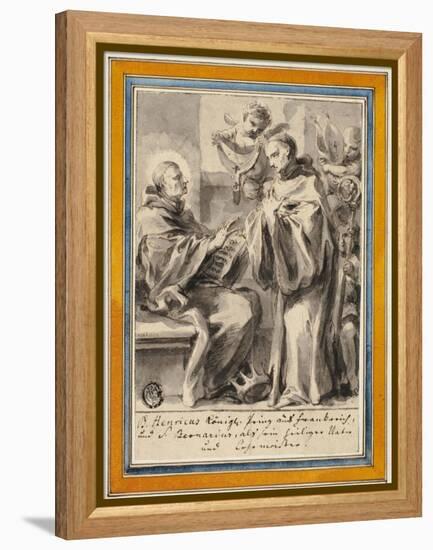 King Henry of France and Saint Bernard of Clairvaux-European School-Framed Premier Image Canvas