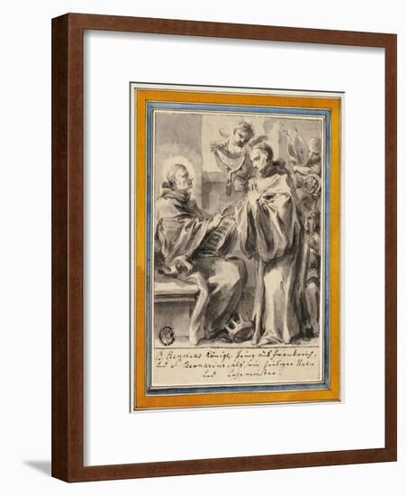 King Henry of France and Saint Bernard of Clairvaux-European School-Framed Giclee Print