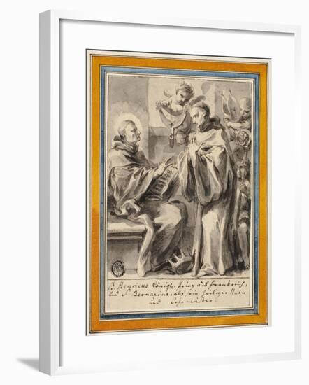 King Henry of France and Saint Bernard of Clairvaux-European School-Framed Giclee Print