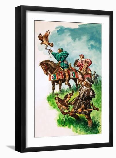 King Henry VII Releasing His Falcon While Hunting (Gouache on Paper)-Peter Jackson-Framed Giclee Print