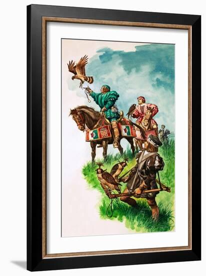 King Henry VII Releasing His Falcon While Hunting (Gouache on Paper)-Peter Jackson-Framed Giclee Print