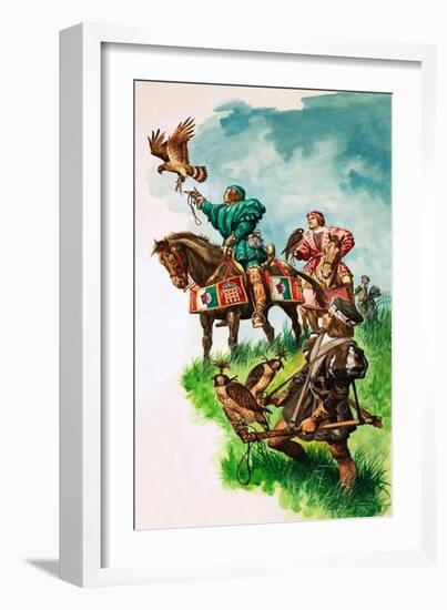 King Henry VII Releasing His Falcon While Hunting (Gouache on Paper)-Peter Jackson-Framed Giclee Print