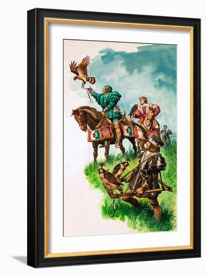 King Henry VII Releasing His Falcon While Hunting (Gouache on Paper)-Peter Jackson-Framed Giclee Print