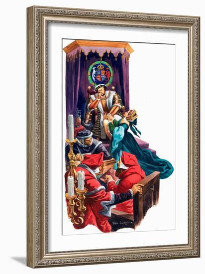 King Henry VIII Decided to Divorce His Wife, Catherine of Aragon (Gouache on Paper)-Peter Jackson-Framed Giclee Print