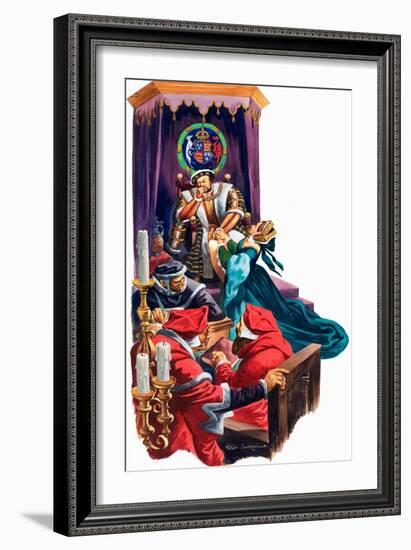 King Henry VIII Decided to Divorce His Wife, Catherine of Aragon (Gouache on Paper)-Peter Jackson-Framed Giclee Print