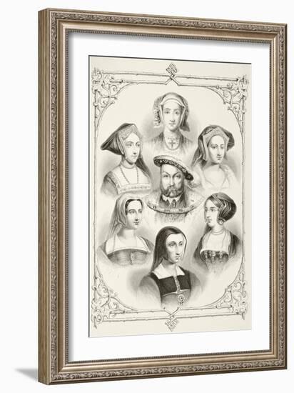 King Henry Viii of England and His Six Wives, from 'The National and Domestic History of England'…-null-Framed Giclee Print