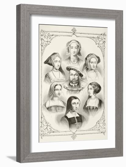 King Henry Viii of England and His Six Wives, from 'The National and Domestic History of England'…-null-Framed Giclee Print