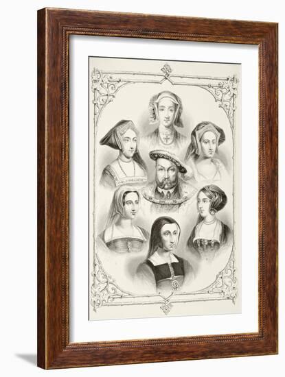 King Henry Viii of England and His Six Wives, from 'The National and Domestic History of England'…-null-Framed Giclee Print