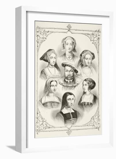 King Henry Viii of England and His Six Wives, from 'The National and Domestic History of England'…-null-Framed Giclee Print