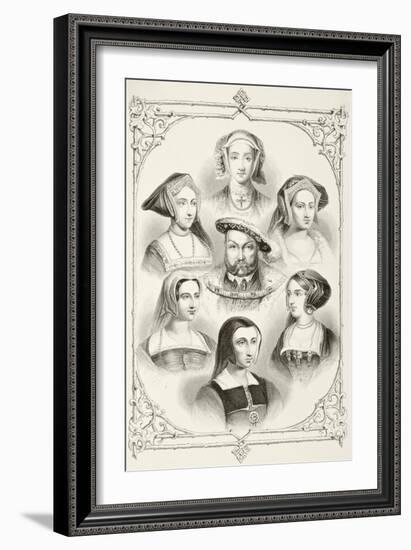 King Henry Viii of England and His Six Wives, from 'The National and Domestic History of England'…-null-Framed Giclee Print