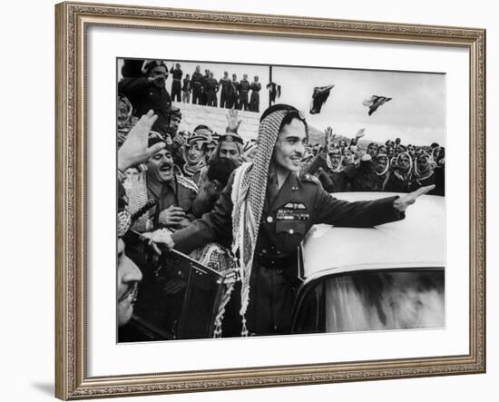 King Hussein Ibn Taltal Greeting His Subjects-Frank Scherschel-Framed Premium Photographic Print