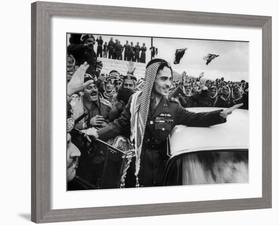 King Hussein Ibn Taltal Greeting His Subjects-Frank Scherschel-Framed Premium Photographic Print