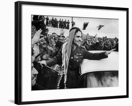 King Hussein Ibn Taltal Greeting His Subjects-Frank Scherschel-Framed Premium Photographic Print