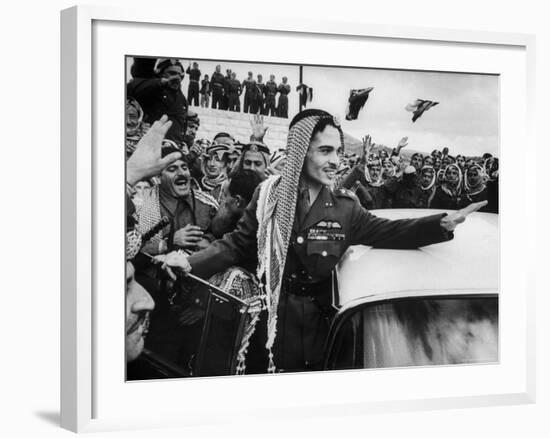 King Hussein Ibn Taltal Greeting His Subjects-Frank Scherschel-Framed Premium Photographic Print