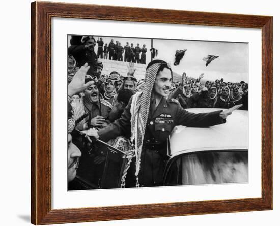 King Hussein Ibn Taltal Greeting His Subjects-Frank Scherschel-Framed Premium Photographic Print