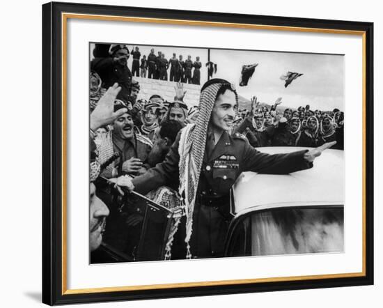 King Hussein Ibn Taltal Greeting His Subjects-Frank Scherschel-Framed Premium Photographic Print