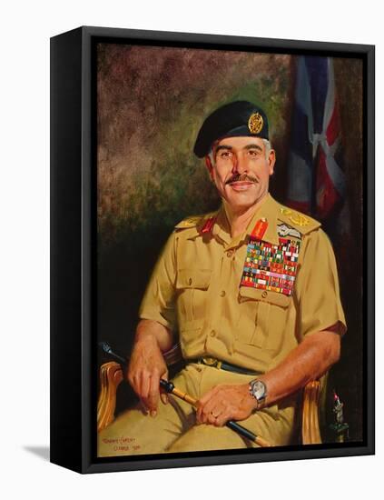 King Hussein of Jordan, 1980 (Oil on Canvas)-Terence Cuneo-Framed Premier Image Canvas