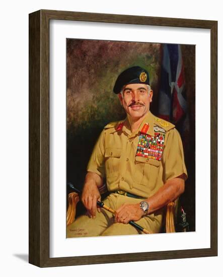 King Hussein of Jordan, 1980 (Oil on Canvas)-Terence Cuneo-Framed Giclee Print