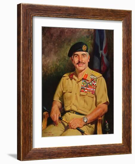 King Hussein of Jordan, 1980 (Oil on Canvas)-Terence Cuneo-Framed Giclee Print