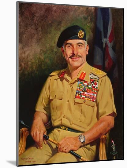 King Hussein of Jordan, 1980 (Oil on Canvas)-Terence Cuneo-Mounted Giclee Print