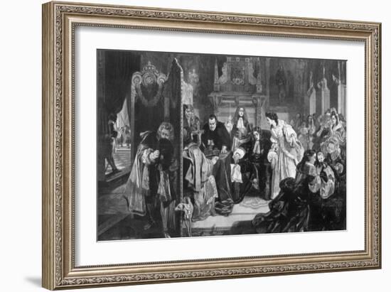 King James II (1633-170) Receiving News of the Landing of the Prince of Orange, 1890-Edward Matthew Ward-Framed Giclee Print