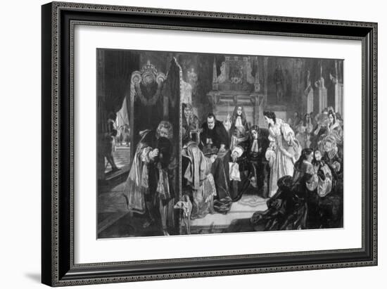 King James II (1633-170) Receiving News of the Landing of the Prince of Orange, 1890-Edward Matthew Ward-Framed Giclee Print