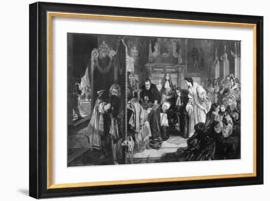 King James II (1633-170) Receiving News of the Landing of the Prince of Orange, 1890-Edward Matthew Ward-Framed Giclee Print