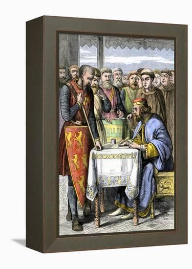 King John Forced to Sign the Magna Carta in England, 1215-null-Framed Premier Image Canvas