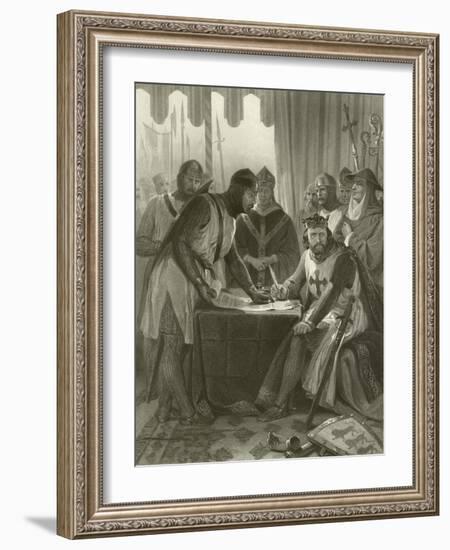 King John Signing Magna Carta, 1215-Alonzo Chappel-Framed Giclee Print