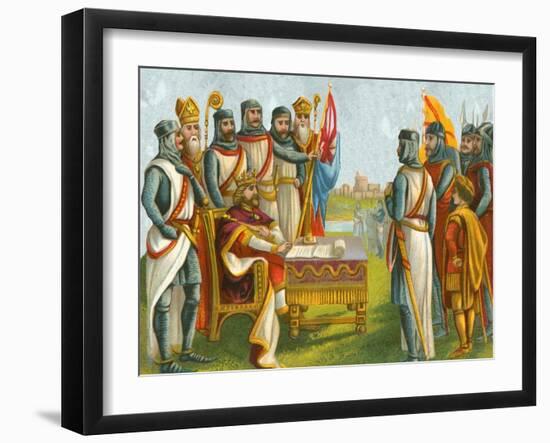 King John Signing Magna Carta-English School-Framed Giclee Print