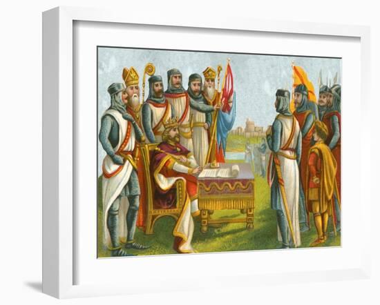 King John Signing Magna Carta-English School-Framed Giclee Print