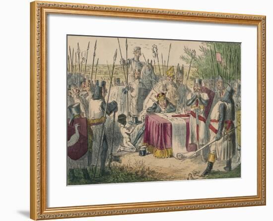 King John Signing Magna Charta, 1850-John Leech-Framed Giclee Print