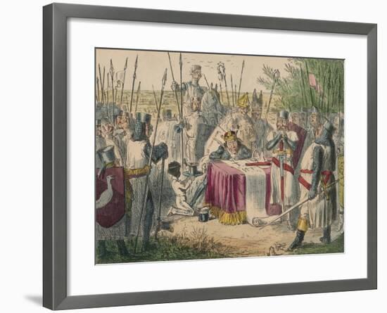 King John Signing Magna Charta, 1850-John Leech-Framed Giclee Print