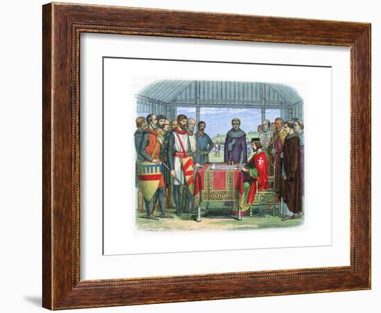 King John Signing the Magna Carta at Runnymede, Surrey, 15 June 1215-null-Framed Giclee Print