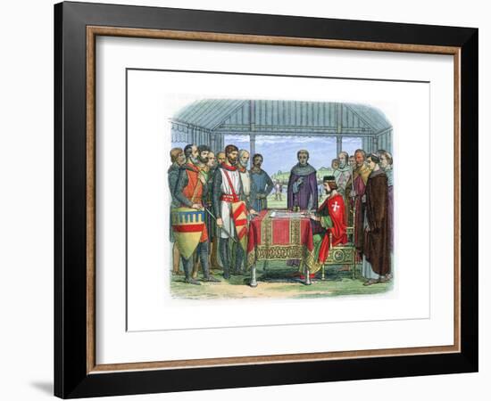 King John Signing the Magna Carta at Runnymede, Surrey, 15 June 1215-null-Framed Giclee Print