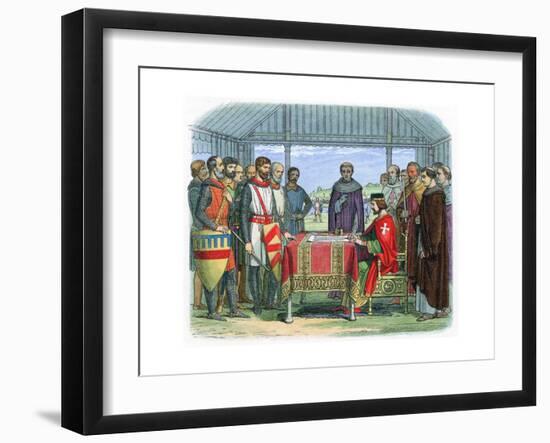 King John Signing the Magna Carta at Runnymede, Surrey, 15 June 1215-null-Framed Giclee Print