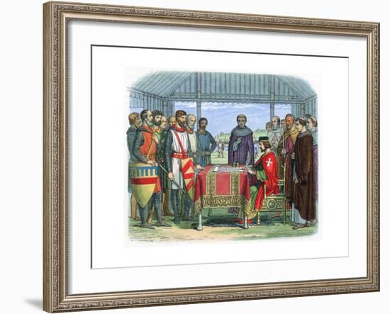 King John Signing the Magna Carta at Runnymede, Surrey, 15 June 1215-null-Framed Giclee Print