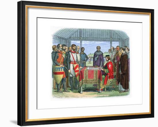 King John Signing the Magna Carta at Runnymede, Surrey, 15 June 1215-null-Framed Giclee Print