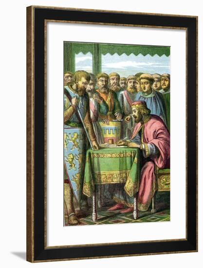 King John Signing the Magna Carta at Runnymede, Surrey, 15 June 1215-null-Framed Giclee Print