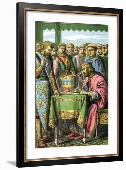 King John Signing the Magna Carta at Runnymede, Surrey, 15 June 1215-null-Framed Giclee Print