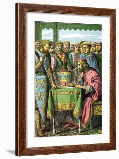 King John Signing the Magna Carta at Runnymede, Surrey, 15 June 1215-null-Framed Giclee Print