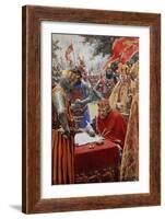 King John Signing the Magna Carta Reluctantly-Arthur C. Michael-Framed Giclee Print