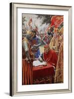 King John Signing the Magna Carta Reluctantly-Arthur C. Michael-Framed Giclee Print